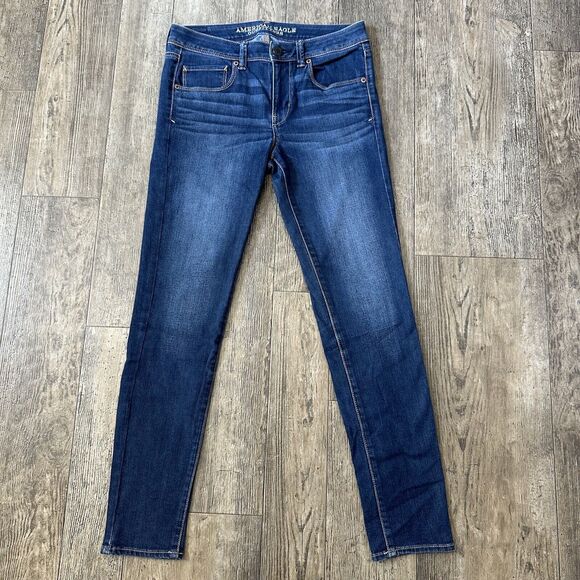 American Eagle SUPER SKINNY Womens Size 6 Mid Rise Blue Jeans Denim Pants 29x29 - Picture 2 of 11